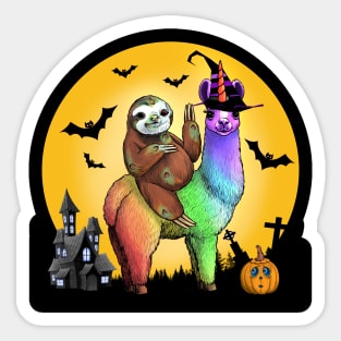 Zombie Sloth Riding Llama Unicorn Witch Sticker